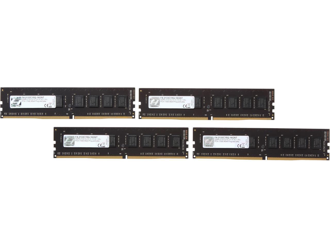 G.SKILL Value 16GB (4 x 4GB) 288-Pin DDR4 SDRAM DDR4 2133 (PC4 17000) Desktop Memory Model F4-2133C15Q-16GNT