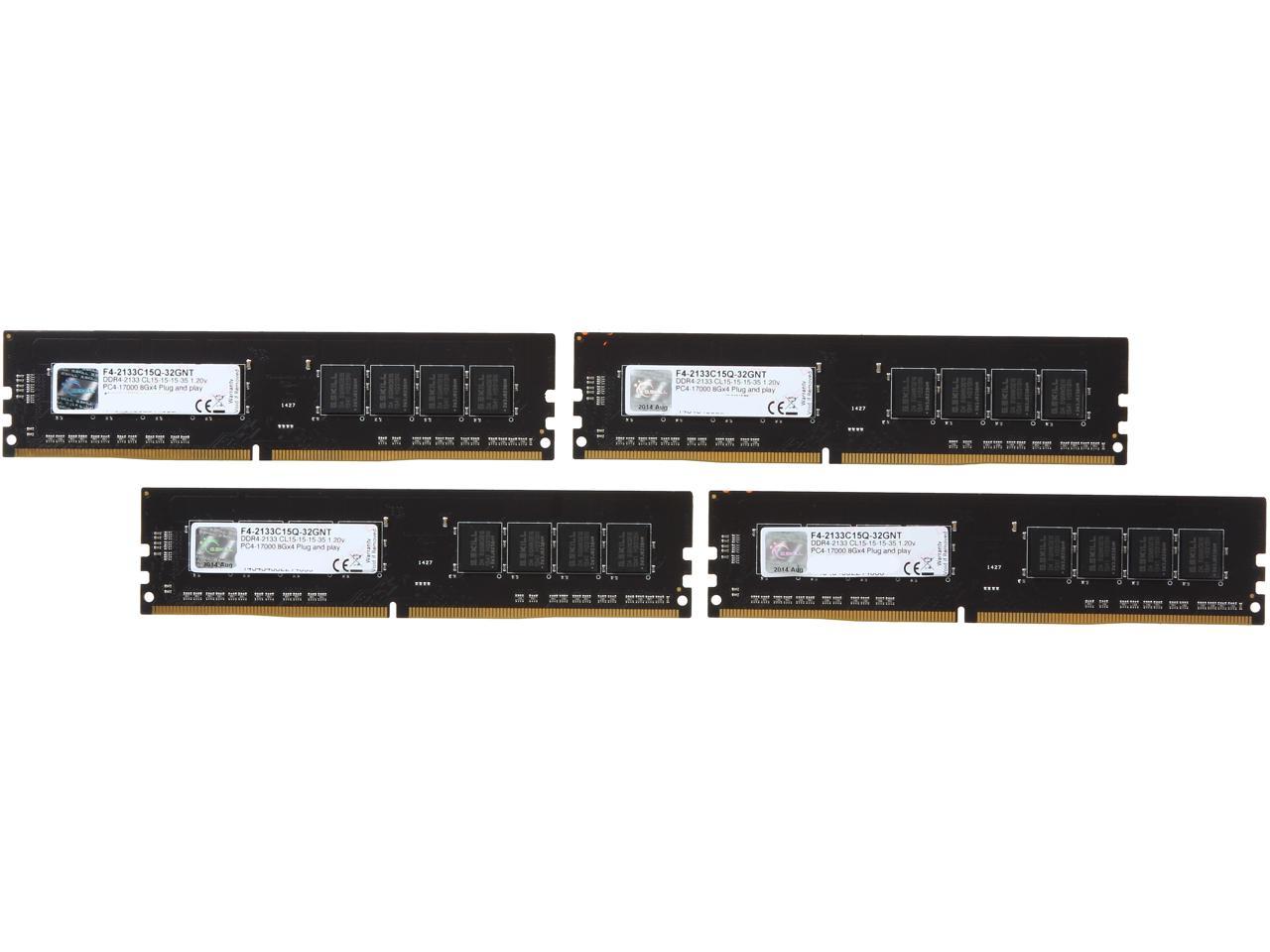 G.SKILL Value Series 32GB (4 x 8GB) 288-Pin DDR4 SDRAM DDR4 2133 (PC4 17000) Desktop Memory Model F4-2133C15Q-32GNT