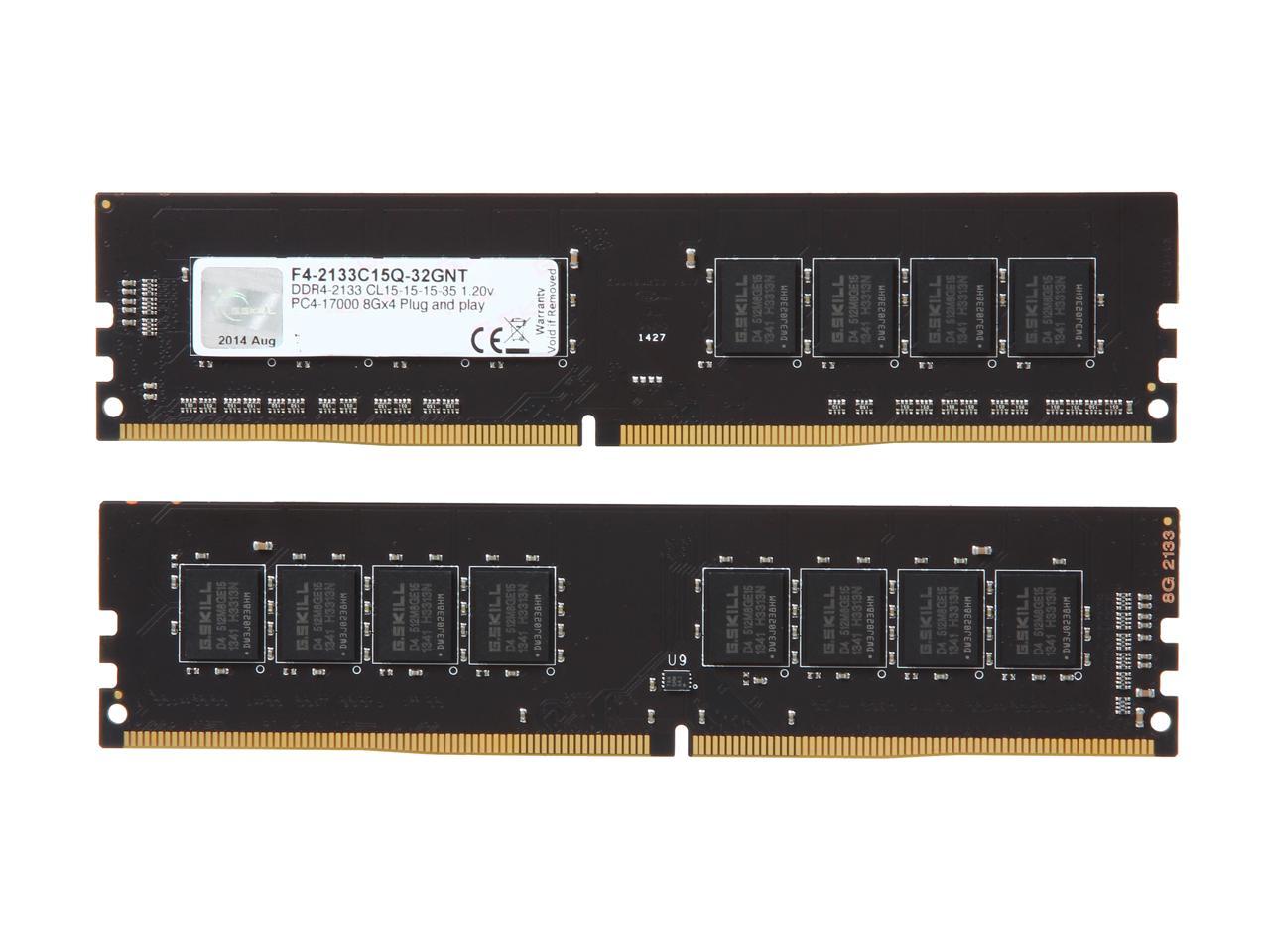 G.SKILL Value Series 32GB (4 x 8GB) 288-Pin DDR4 SDRAM DDR4 2133 (PC4 17000) Desktop Memory Model F4-2133C15Q-32GNT