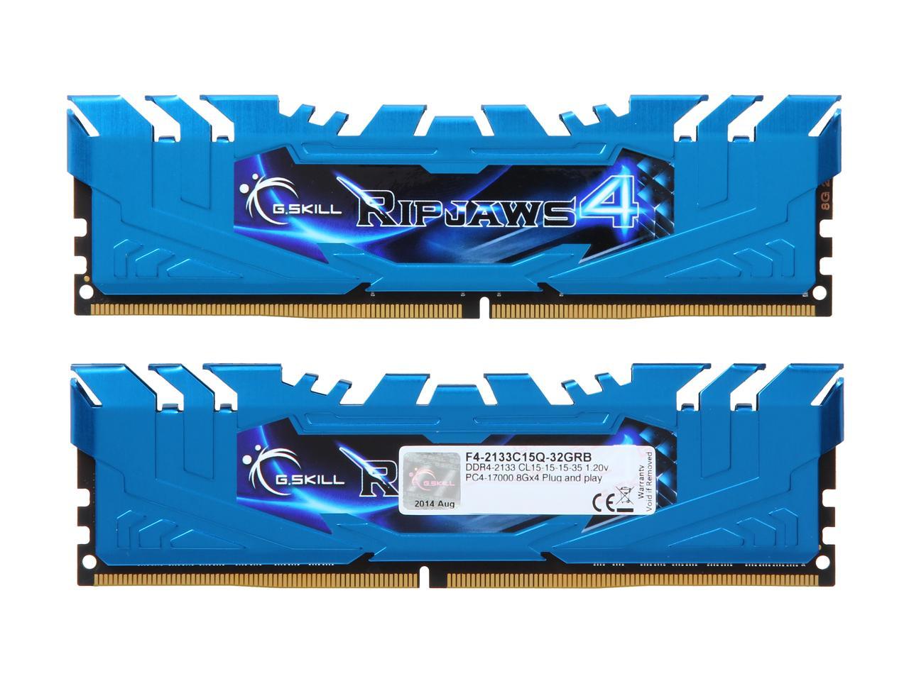 G.SKILL Ripjaws 4 Series 32GB (4 x 8GB) 288-Pin DDR4 SDRAM DDR4 2133 (PC4 17000) Desktop Memory Model F4-2133C15Q-32GRB