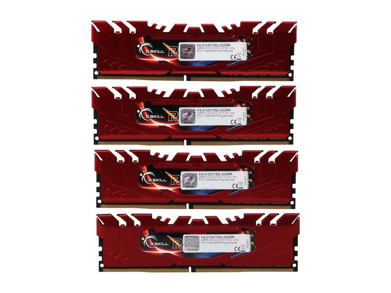 G.SKILL Ripjaws 4 Series 32GB (4 x 8GB) 288-Pin DDR4 SDRAM DDR4 2133 (PC4 17000) Desktop Memory Model F4-2133C15Q-32GRR