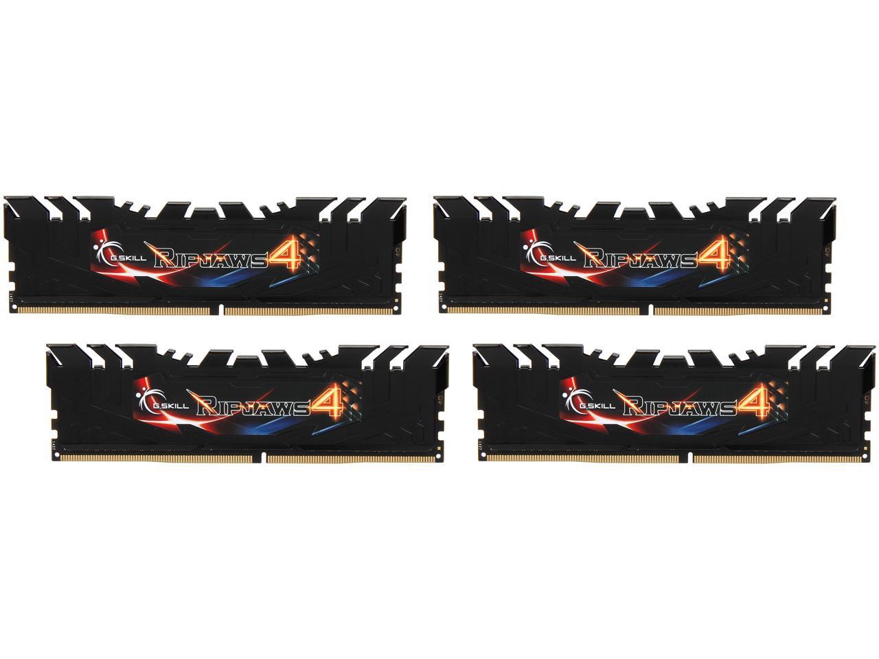 G.SKILL Ripjaws 4 Series 16GB (4 x 4GB) 288-Pin DDR4 SDRAM DDR4 2400 (PC4 19200) Desktop Memory Model F4-2400C15Q-16GRK