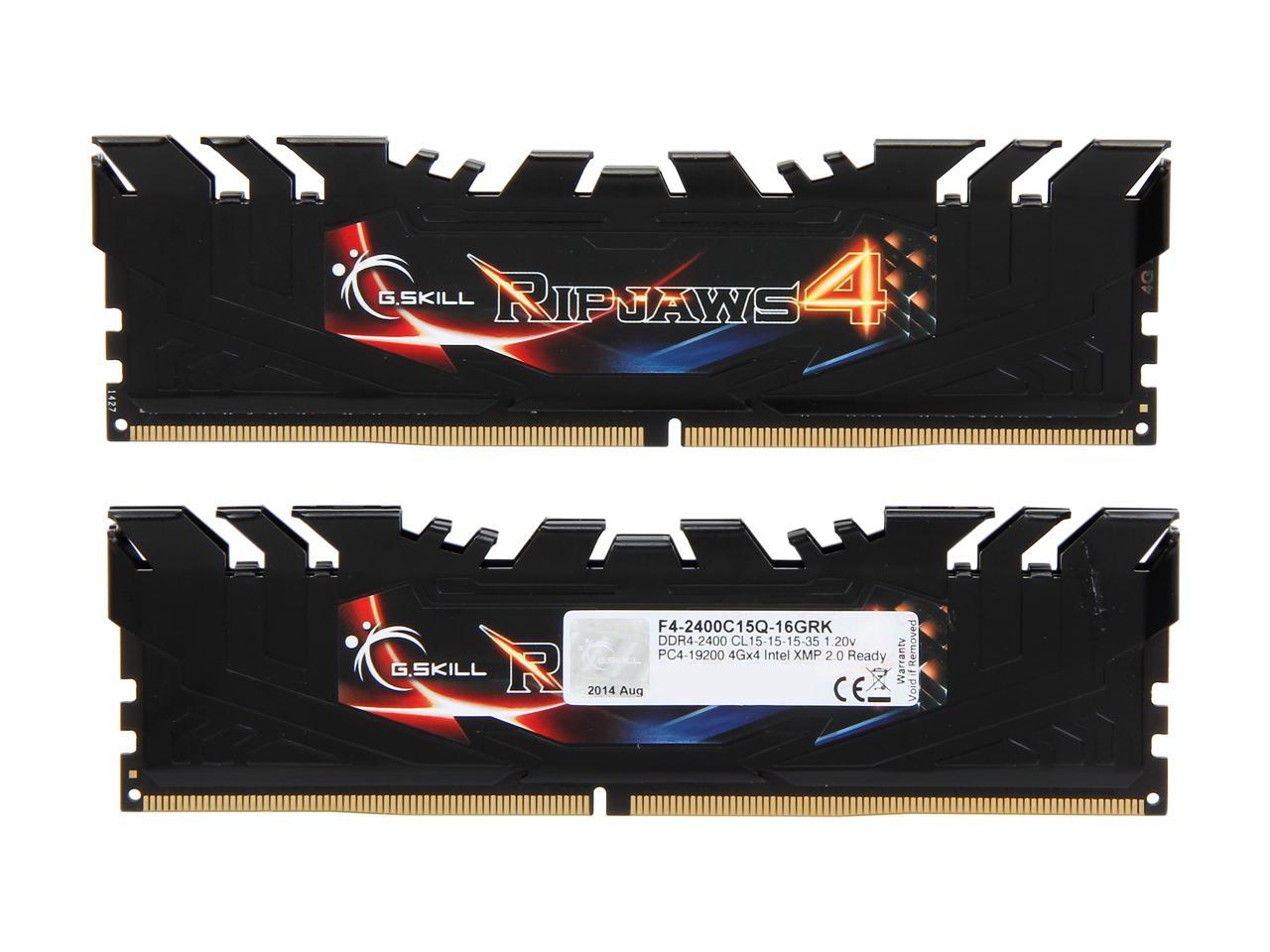 G.SKILL Ripjaws 4 Series 16GB (4 x 4GB) 288-Pin DDR4 SDRAM DDR4 2400 (PC4 19200) Desktop Memory Model F4-2400C15Q-16GRK