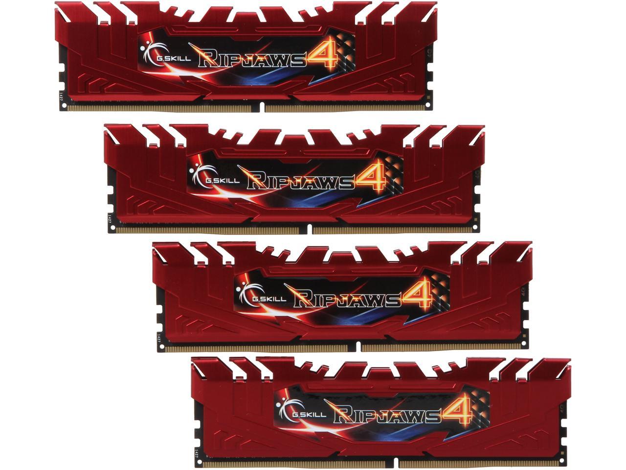 G.SKILL Ripjaws 4 Series 16GB (4 x 4GB) 288-Pin DDR4 SDRAM DDR4 2400 (PC4 19200) Desktop Memory Model F4-2400C15Q-16GRR