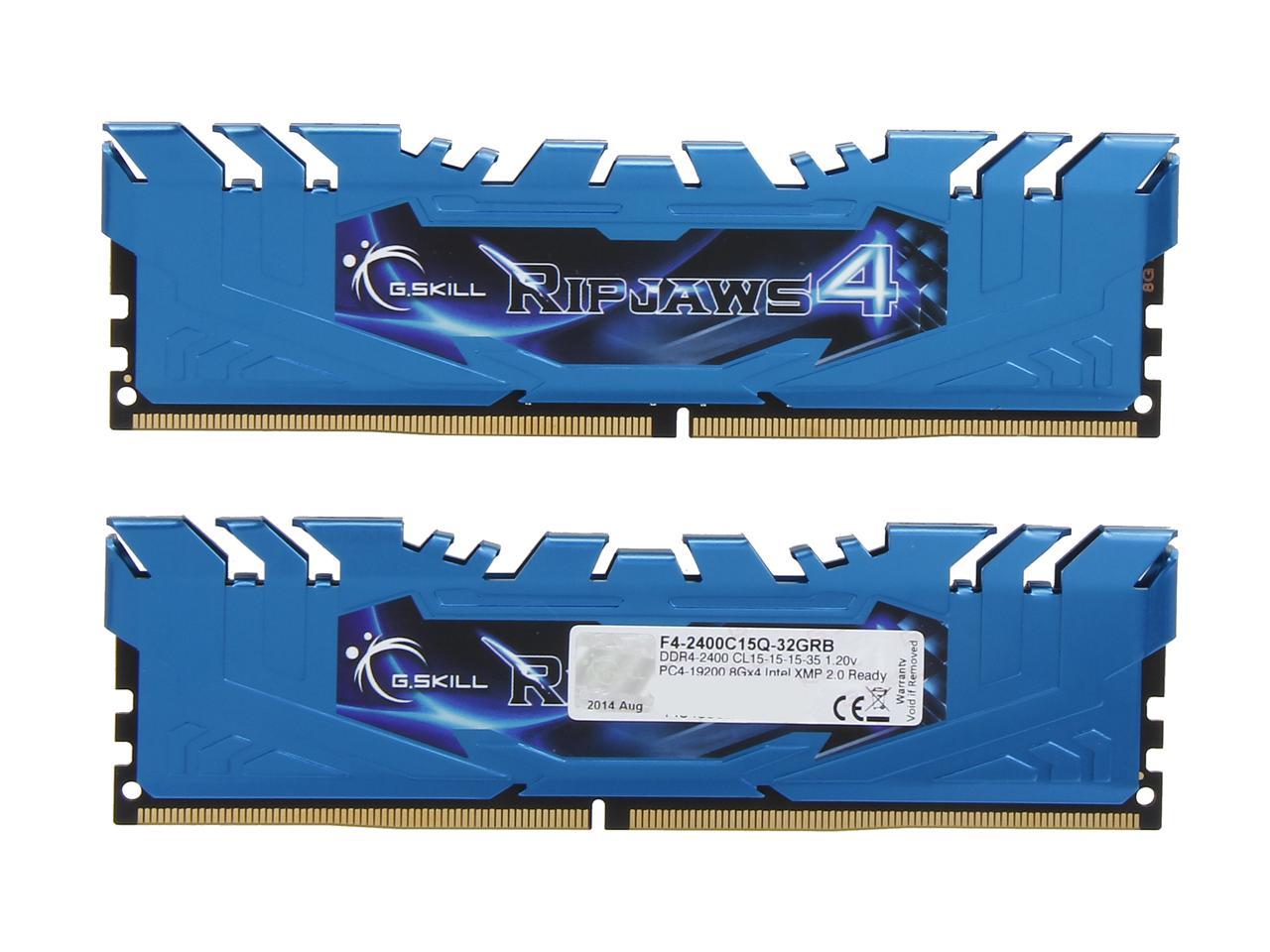 G.SKILL Ripjaws 4 Series 32GB (4 x 8GB) 288-Pin DDR4 SDRAM DDR4 2400 (PC4 19200) Desktop Memory Model F4-2400C15Q-32GRB