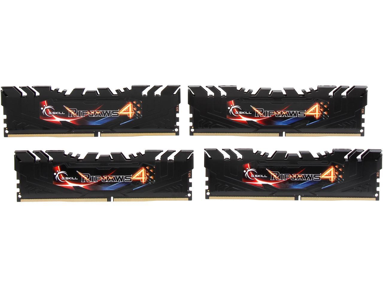 G.SKILL Ripjaws 4 Series 32GB (4 x 8GB) 288-Pin DDR4 SDRAM DDR4 2400 (PC4 19200) Desktop Memory Model F4-2400C15Q-32GRK