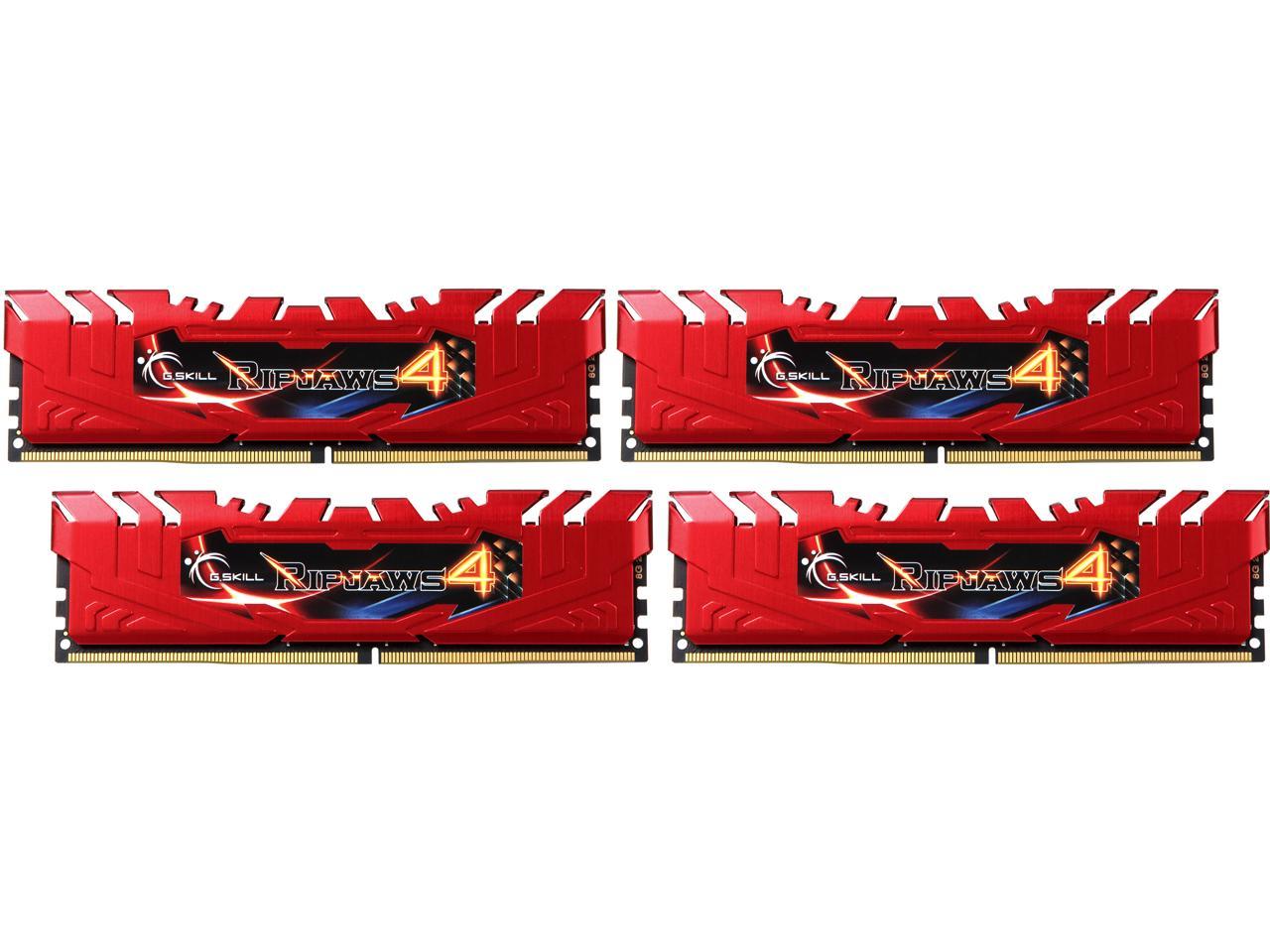 G.SKILL Ripjaws 4 Series 16GB (4 x 4GB) 288-Pin DDR4 SDRAM DDR4 2666 (PC4 21300) Desktop Memory Model F4-2666C15Q-16GRR