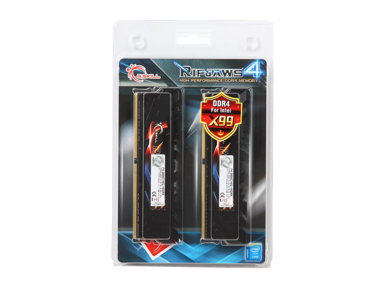 G.SKILL Ripjaws 4 Series 16GB (4 x 4GB) 288-Pin DDR4 SDRAM DDR4 2800 (PC4 22400) Desktop Memory Model F4-2800C16Q-16GRK