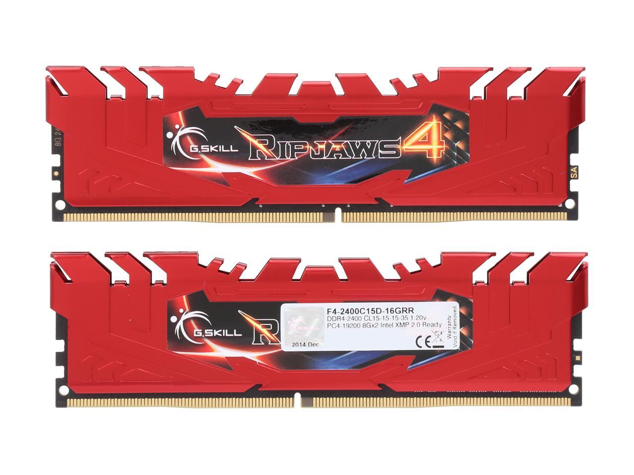 G.SKILL Ripjaws 4 Series 16GB (2 x 8GB) 288-Pin DDR4 SDRAM DDR4 2400 (PC4 19200) Memory Kit Model F4-2400C15D-16GRR