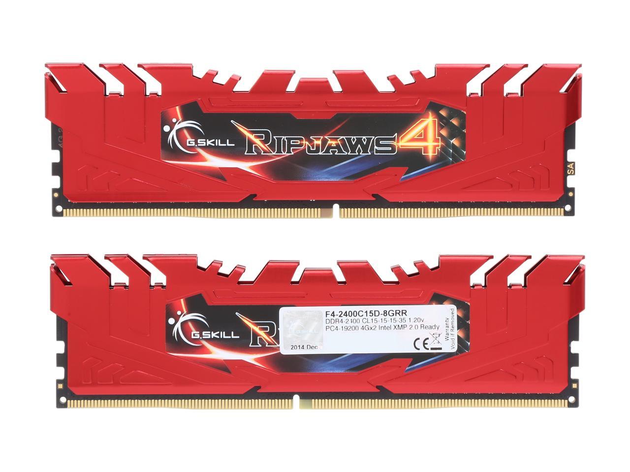 G.SKILL Ripjaws 4 Series 8GB (2 x 4GB) 288-Pin DDR4 SDRAM DDR4 2400 (PC4 19200) Memory Kit Model F4-2400C15D-8GRR
