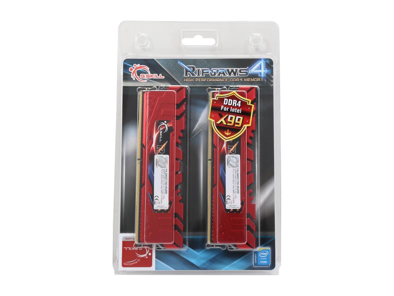 G.SKILL Ripjaws 4 Series 8GB (2 x 4GB) 288-Pin DDR4 SDRAM DDR4 2400 (PC4 19200) Memory Kit Model F4-2400C15D-8GRR