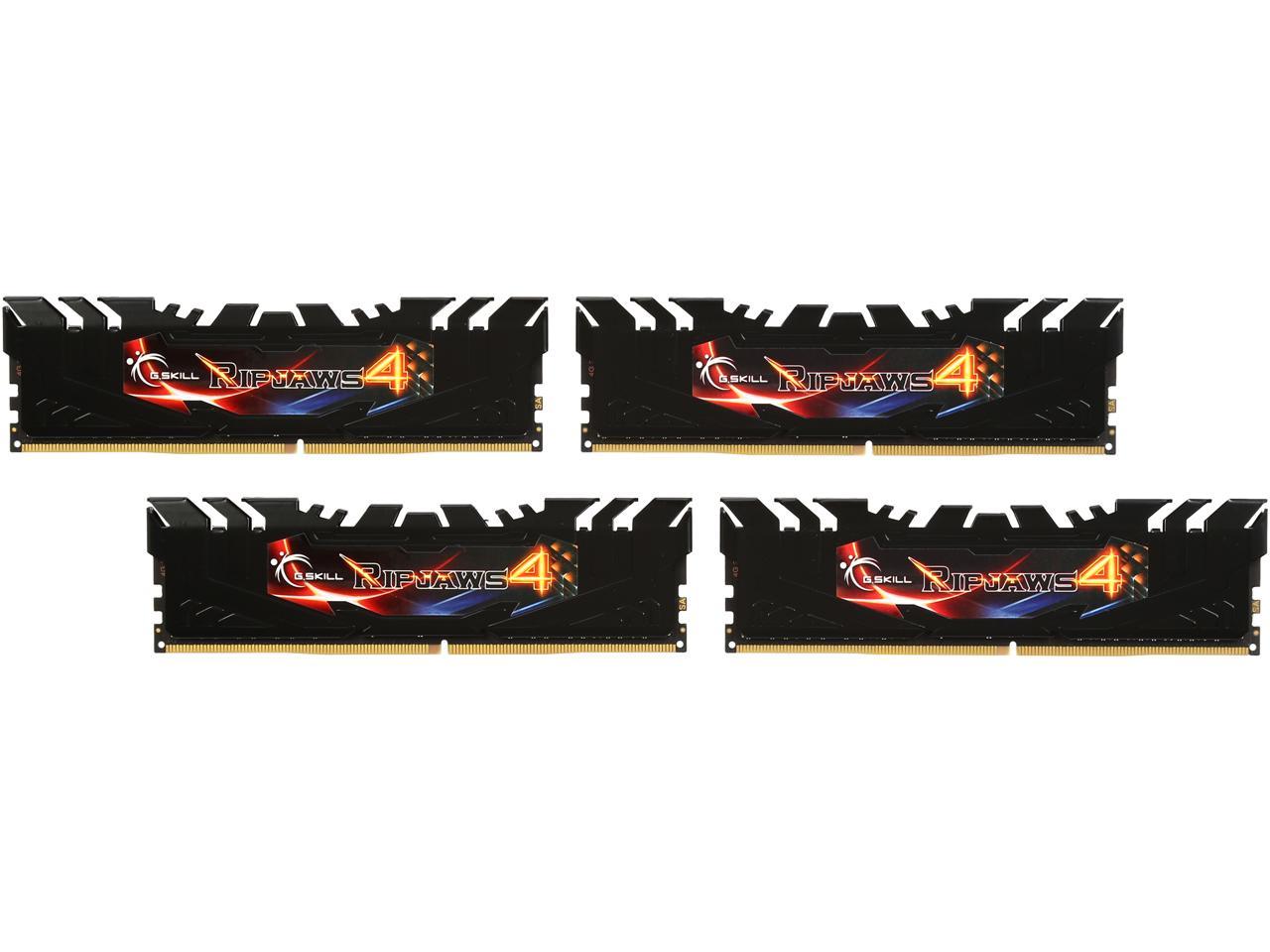 G.SKILL Ripjaws 4 Series 16GB (4 x 4GB) 288-Pin DDR4 SDRAM DDR4 2400 (PC4 19200) Memory Kit Model F4-2400C14Q-16GRK