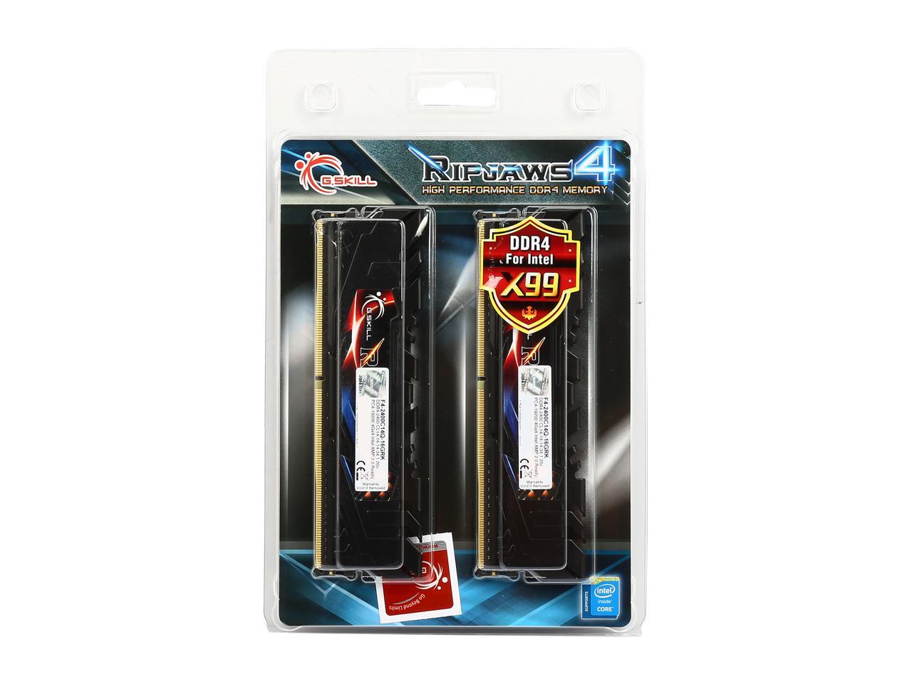 G.SKILL Ripjaws 4 Series 16GB (4 x 4GB) 288-Pin DDR4 SDRAM DDR4 2400 (PC4 19200) Memory Kit Model F4-2400C14Q-16GRK
