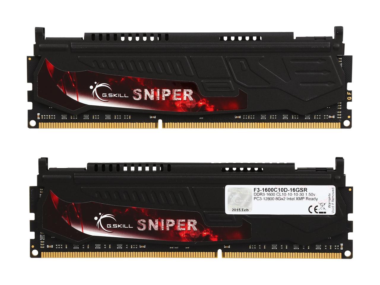 G.SKILL Sniper Series 16GB (2 x 8GB) 240-Pin DDR3 SDRAM DDR3 1600 (PC3 12800) Intel Z87/ Z77/ Z68/ P67 Memory Model F3-1600C10D-16GSR