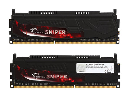 G.SKILL Sniper Series 16GB (2 x 8GB) 240-Pin DDR3 SDRAM DDR3 1600 (PC3 12800) Intel Z87/ Z77/ Z68/ P67 Memory Model F3-1600C10D-16GSR