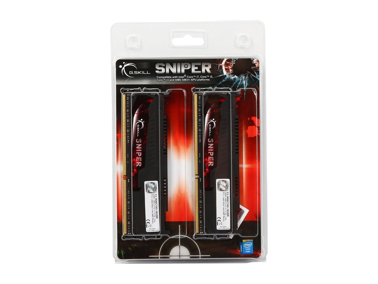 G.SKILL Sniper Series 16GB (2 x 8GB) 240-Pin DDR3 SDRAM DDR3 1600 (PC3 12800) Intel Z87/ Z77/ Z68/ P67 Memory Model F3-1600C10D-16GSR