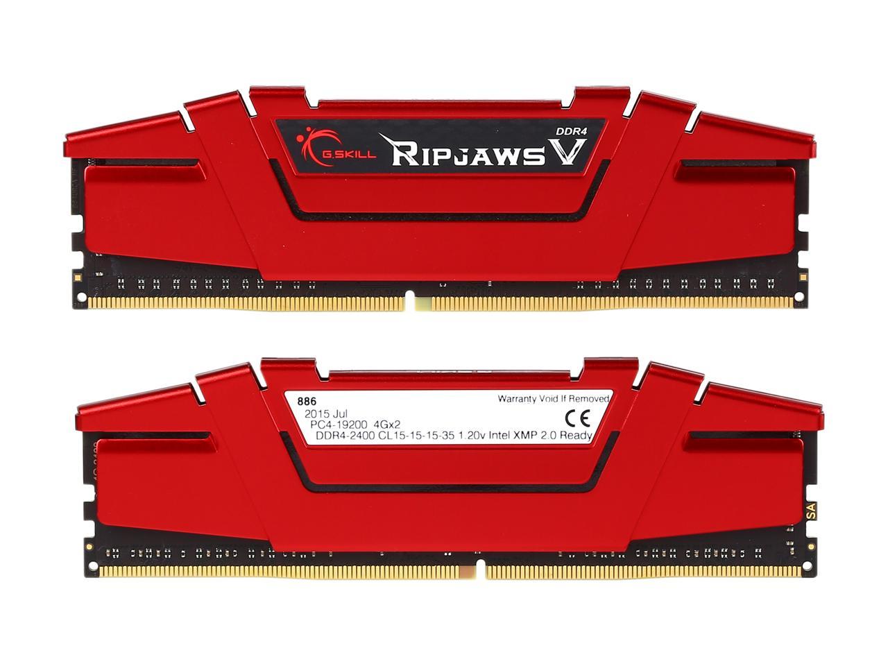 G.SKILL Ripjaws V Series 8GB (2 x 4GB) 288-Pin DDR4 SDRAM DDR4 2400 (PC4 19200) Intel XMP 2.0 Desktop Memory Model F4-2400C15D-8GVR