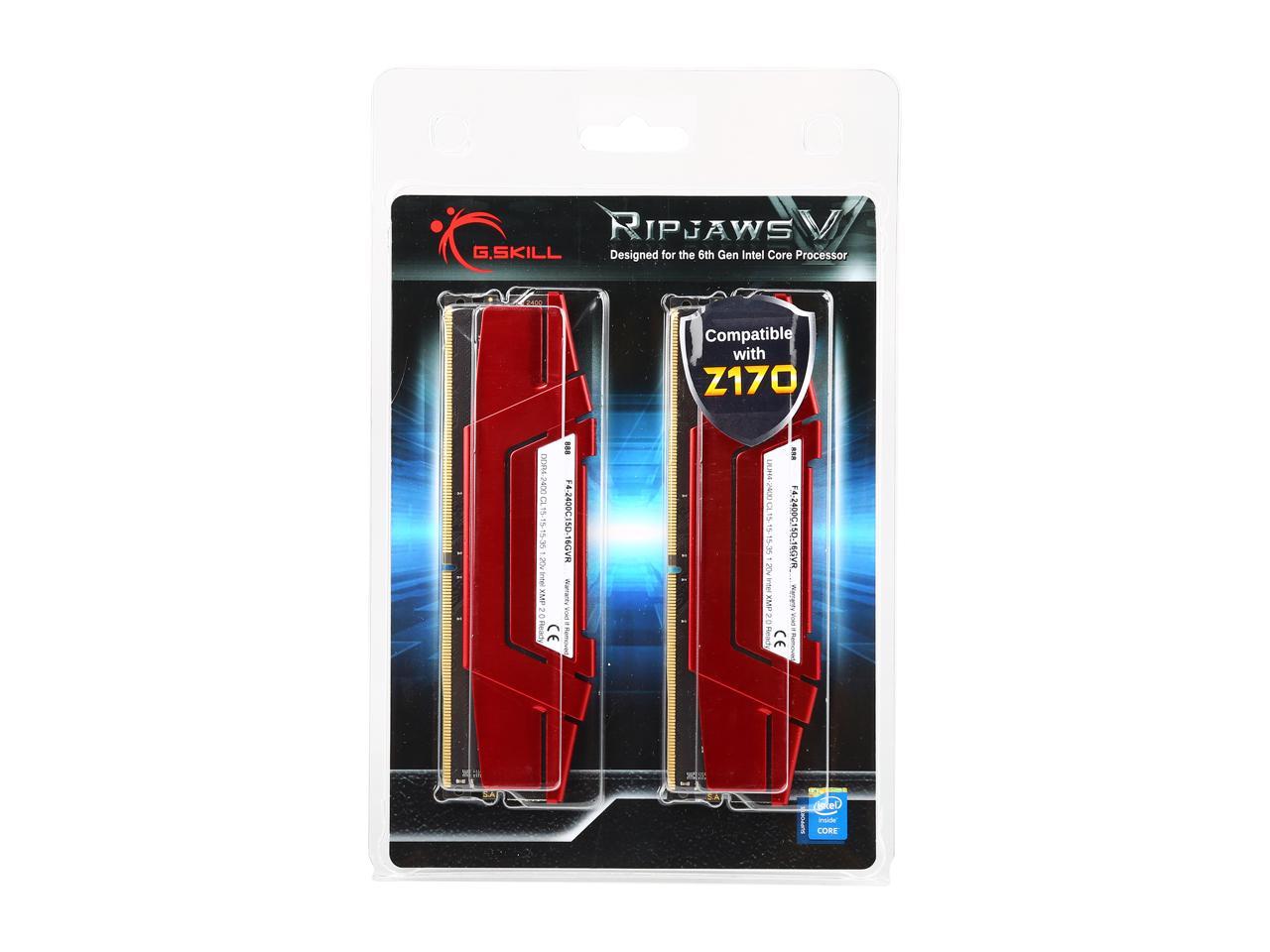 G.SKILL Ripjaws V Series 16GB (2 x 8GB) 288-Pin DDR4 SDRAM DDR4 2400 (PC4 19200) Intel XMP 2.0 Desktop Memory Model F4-2400C15D-16GVR