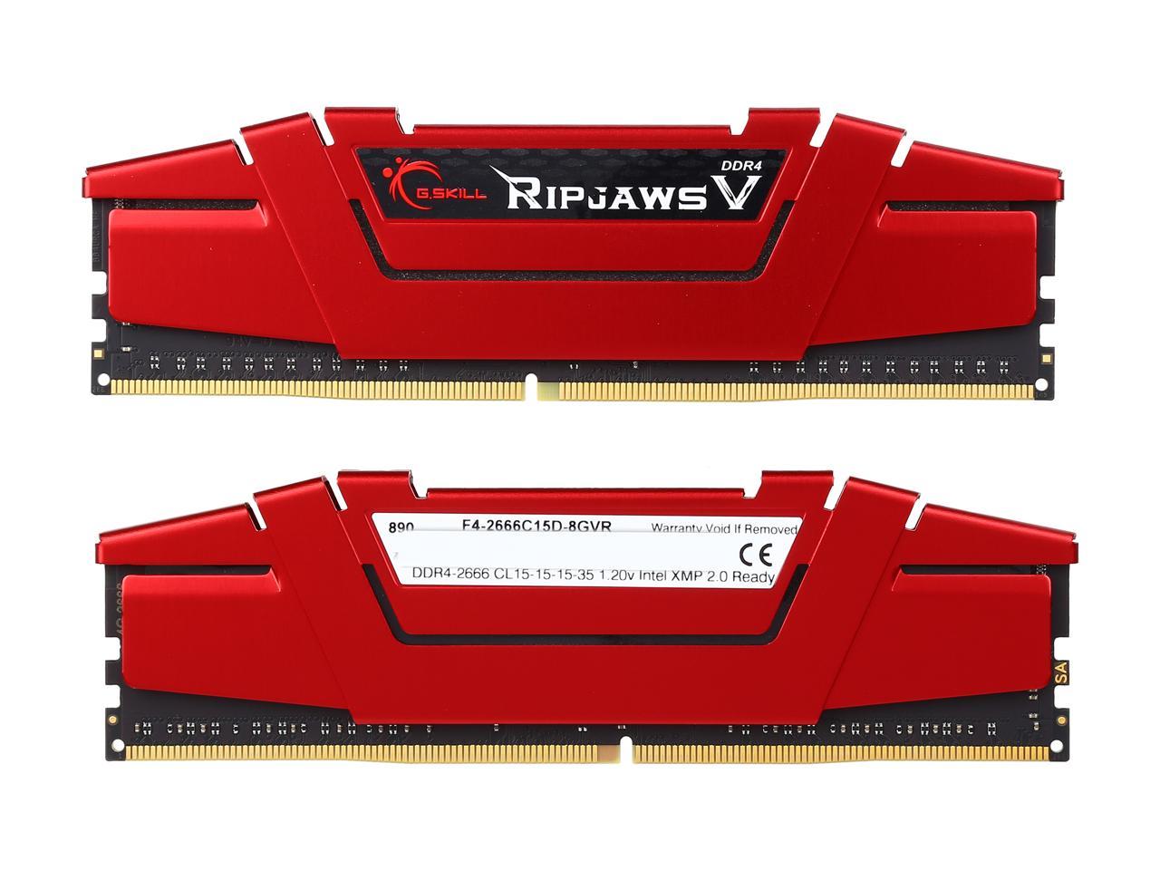 G.SKILL Ripjaws V Series 8GB (2 x 4GB) 288-Pin DDR4 SDRAM DDR4 2666 (PC4 21300) Desktop Memory Model F4-2666C15D-8GVR