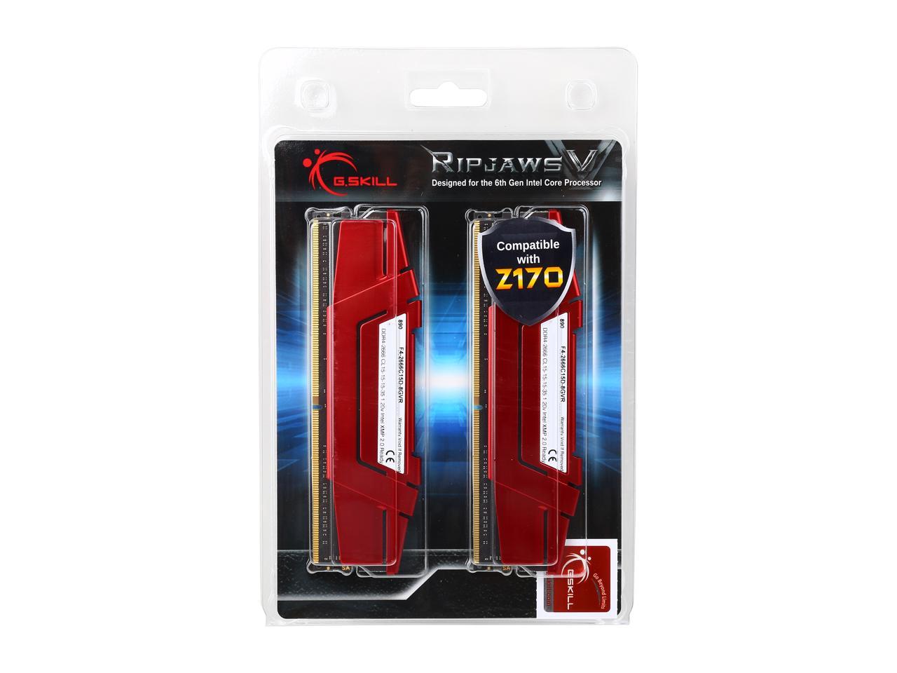 G.SKILL Ripjaws V Series 8GB (2 x 4GB) 288-Pin DDR4 SDRAM DDR4 2666 (PC4 21300) Desktop Memory Model F4-2666C15D-8GVR