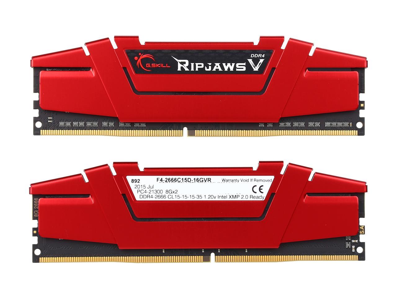G.SKILL Ripjaws V Series 16GB (2 x 8GB) 288-Pin DDR4 SDRAM DDR4 2666 (PC4 21300) Desktop Memory Model F4-2666C15D-16GVR