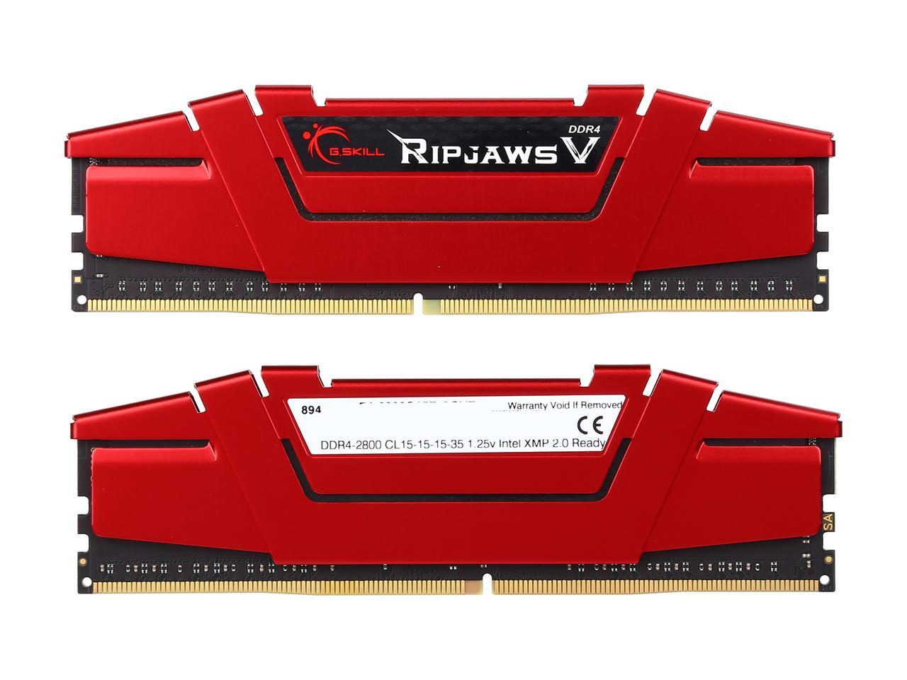 G.SKILL Ripjaws V Series 8GB (2 x 4GB) 288-Pin DDR4 SDRAM DDR4 2800 (PC4 22400) Desktop Memory Model F4-2800C15D-8GVR