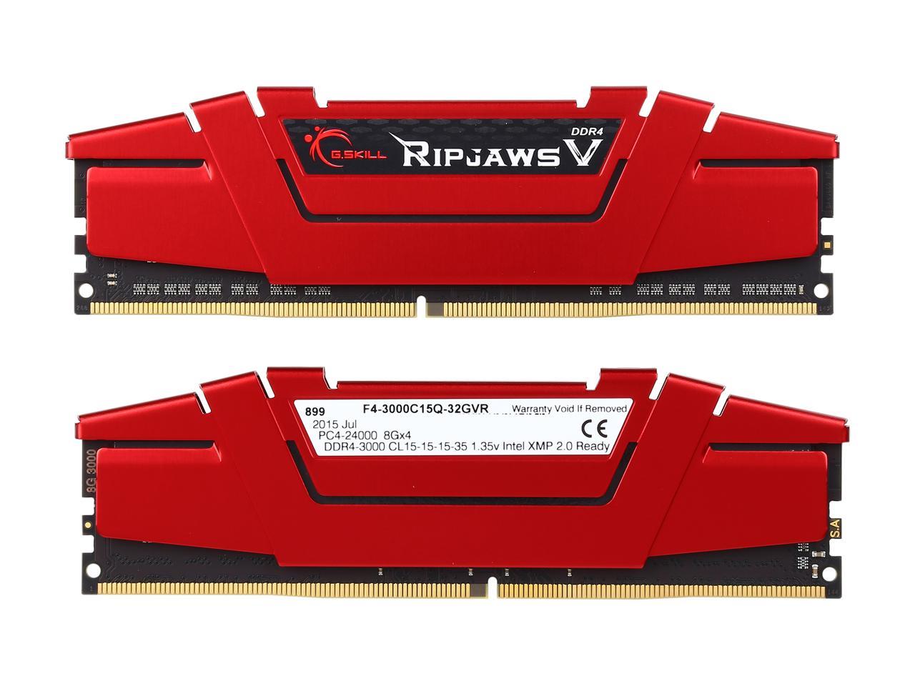 G.SKILL Ripjaws V Series 32GB (4 x 8GB) 288-Pin DDR4 SDRAM DDR4 3000 (PC4 24000) Desktop Memory Model F4-3000C15Q-32GVR