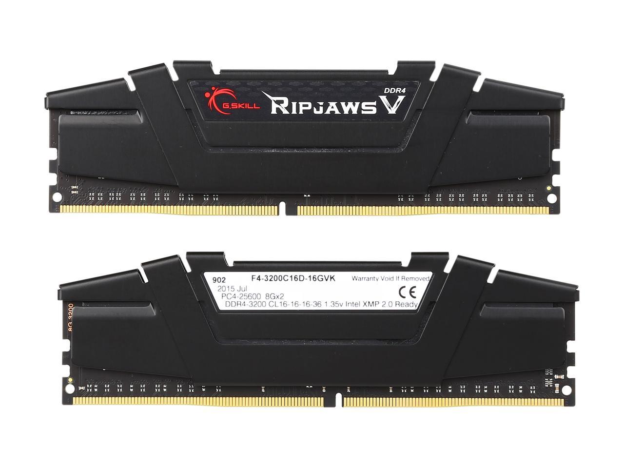 G.SKILL Ripjaws V Series 16GB (2 x 8GB) 288-Pin DDR4 SDRAM DDR4 3200 (PC4 25600) Desktop Memory Model F4-3200C16D-16GVK