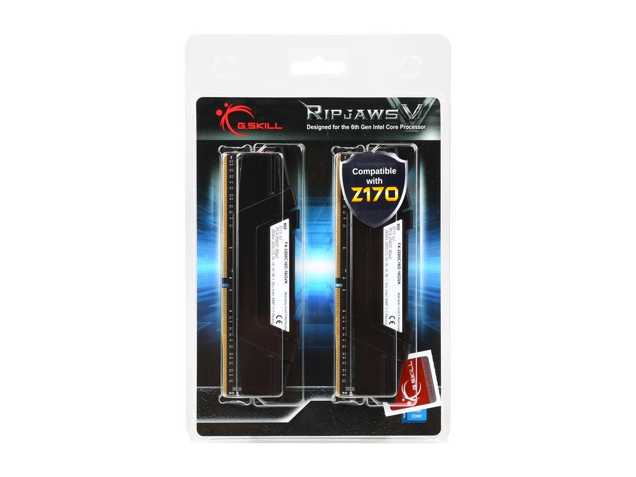 G.SKILL Ripjaws V Series 16GB (2 x 8GB) 288-Pin DDR4 SDRAM DDR4 3200 (PC4 25600) Desktop Memory Model F4-3200C16D-16GVK