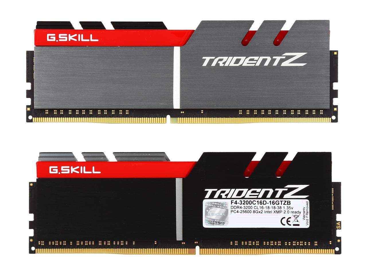 G.SKILL TridentZ Series 16GB (2 x 8GB) 288-Pin DDR4 SDRAM DDR4 3200 (PC4 25600) Intel Z370 Platform Desktop Memory Model F4-3200C16D-16GTZB