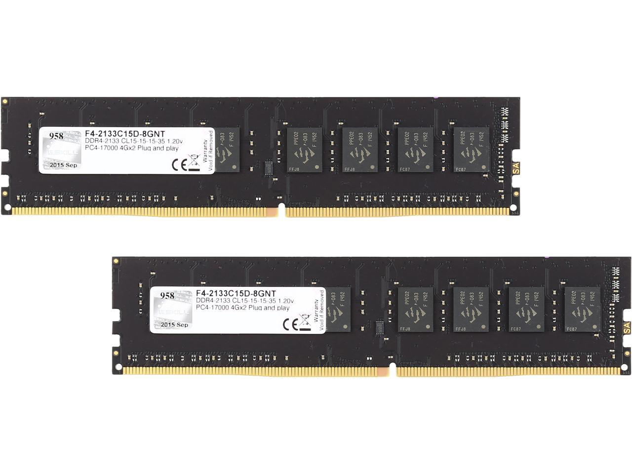 G.SKILL NT Series 8GB (2 x 4GB) 288-Pin DDR4 SDRAM DDR4 2133 (PC4 17000) Intel Z170 Platform / Intel X99 Platform Desktop Memory Model F4-2133C15D-8GNT