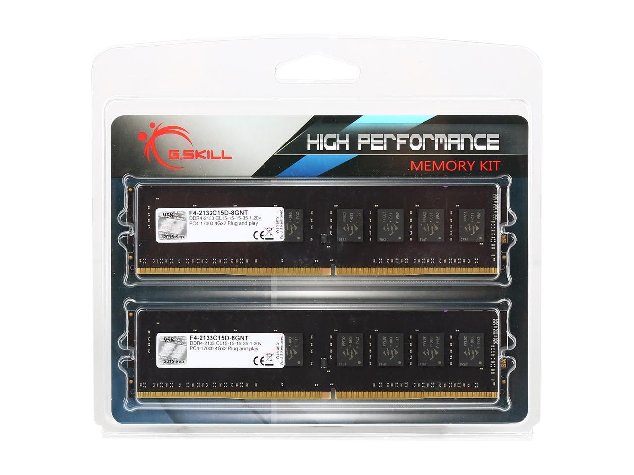 G.SKILL NT Series 8GB (2 x 4GB) 288-Pin DDR4 SDRAM DDR4 2133 (PC4 17000) Intel Z170 Platform / Intel X99 Platform Desktop Memory Model F4-2133C15D-8GNT