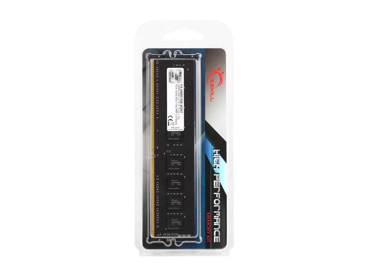 G.SKILL NT Series 4GB 288-Pin DDR4 SDRAM DDR4 2400 (PC4 19200) Intel Z170 Platform / Intel X99 Platform Desktop Memory Model F4-2400C15S-4GNT