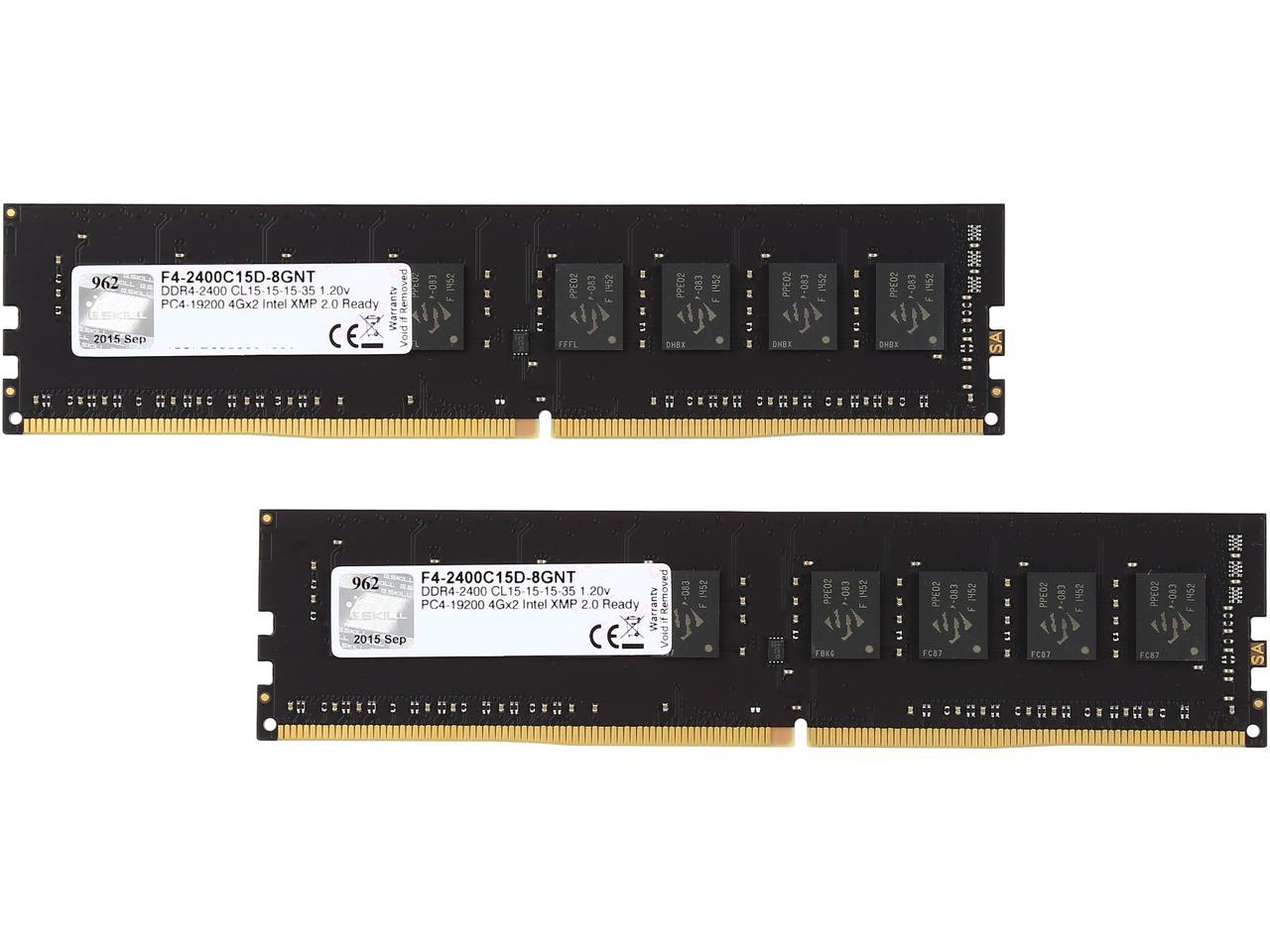G.SKILL Value Series 8GB (2 x 4GB) 288-Pin DDR4 SDRAM DDR4 2400 (PC4 19200) Intel Z170 Platform / Intel X99 Platform Desktop Memory Model F4-2400C15D-8GNT