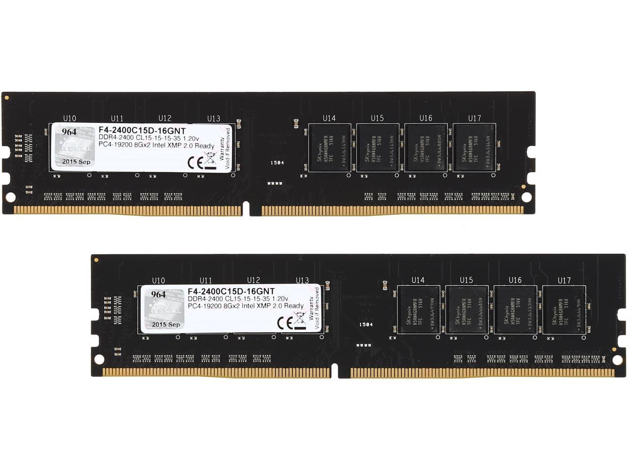 G.SKILL NT Series 16GB (2 x 8GB) 288-Pin DDR4 SDRAM DDR4 2400 (PC4 19200) Intel Z170 Platform / Intel X99 Platform Desktop Memory Model F4-2400C15D-16GNT