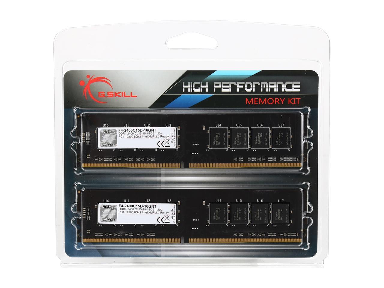 G.SKILL NT Series 16GB (2 x 8GB) 288-Pin DDR4 SDRAM DDR4 2400 (PC4 19200) Intel Z170 Platform / Intel X99 Platform Desktop Memory Model F4-2400C15D-16GNT