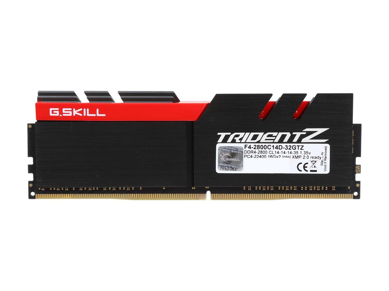 G.SKILL TridentZ Series 32GB (2 x 16GB) 288-Pin DDR4 SDRAM DDR4 2800 (PC4 22400) Intel Z370 Platform Desktop Memory Model F4-2800C14D-32GTZ