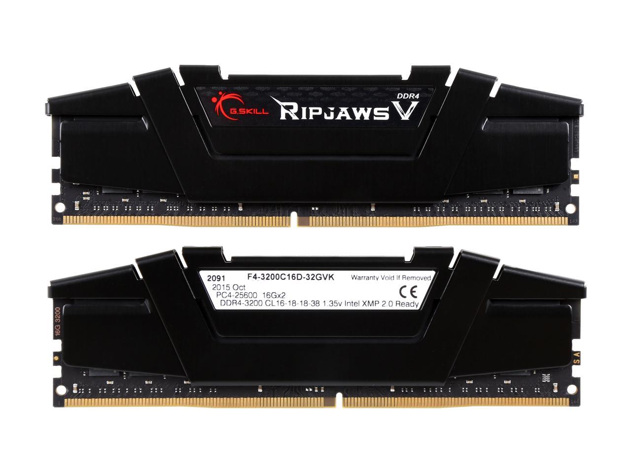 G.SKILL Ripjaws V Series 32GB (2 x 16GB) 288-Pin DDR4 SDRAM DDR4 3200 (PC4 25600) Desktop Memory Model F4-3200C16D-32GVK