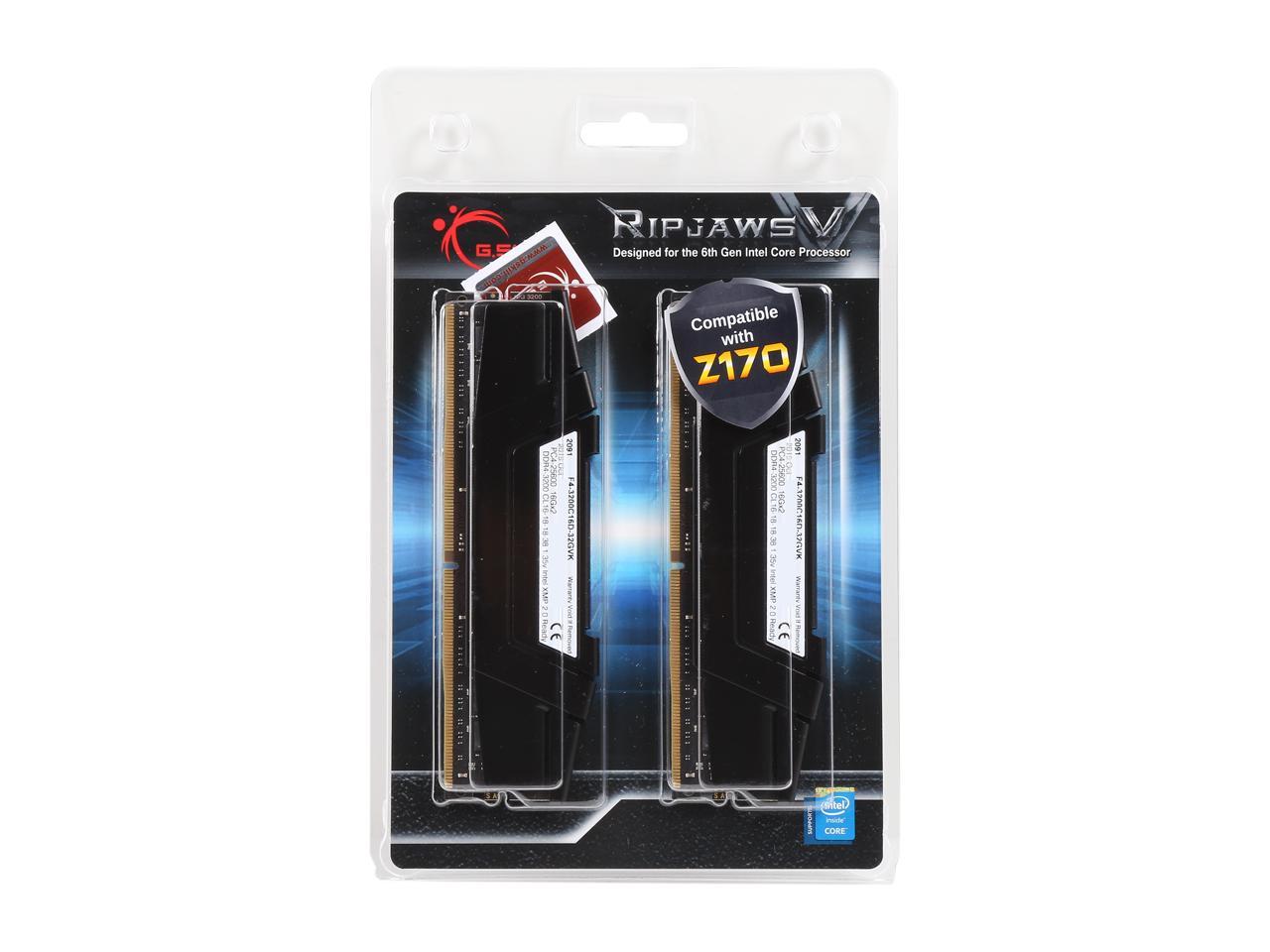 G.SKILL Ripjaws V Series 32GB (2 x 16GB) 288-Pin DDR4 SDRAM DDR4 3200 (PC4 25600) Desktop Memory Model F4-3200C16D-32GVK