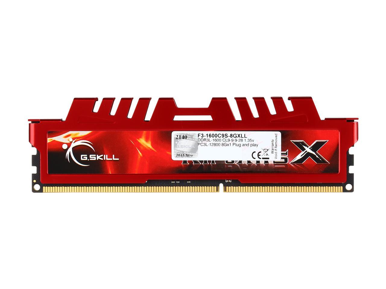G.SKILL Ripjaws X Series 8GB 240-Pin DDR3 SDRAM DDR3L 1600 (PC3L 12800) Intel 100/9/8/7/6 Series Desktop Memory Model F3-1600C9S-8GXLL