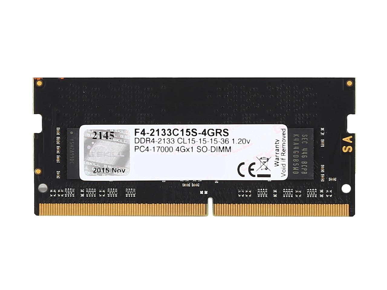 G.SKILL Ripjaws Series 4GB 260-Pin DDR4 SO-DIMM DDR4 2133 (PC4 17000) Laptop Memory Model F4-2133C15S-4GRS