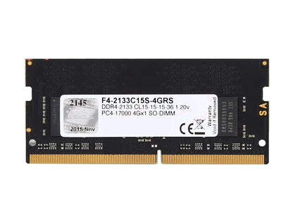 G.SKILL Ripjaws Series 4GB 260-Pin DDR4 SO-DIMM DDR4 2133 (PC4 17000) Laptop Memory Model F4-2133C15S-4GRS
