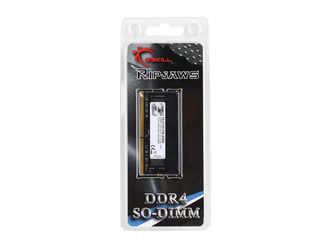 G.SKILL Ripjaws Series 4GB 260-Pin DDR4 SO-DIMM DDR4 2133 (PC4 17000) Laptop Memory Model F4-2133C15S-4GRS