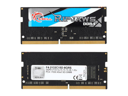 G.SKILL Ripjaws Series 8GB (2 x 4GB) 260-Pin DDR4 SO-DIMM DDR4 2133 (PC4 17000) Laptop Memory Model F4-2133C15D-8GRS