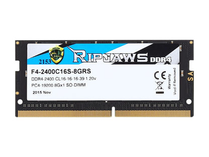 G.SKILL Ripjaws Series 8GB 260-Pin DDR4 SO-DIMM DDR4 2400 (PC4 19200) Laptop Memory Model F4-2400C16S-8GRS