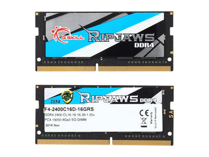 G.SKILL Ripjaws Series 16GB (2 x 8GB) 260-Pin DDR4 SO-DIMM DDR4 2400 (PC4 19200) Laptop Memory Model F4-2400C16D-16GRS