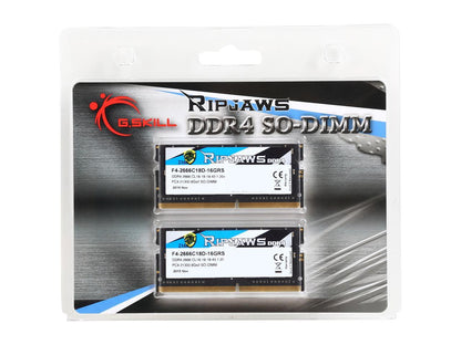 G.SKILL Ripjaws Series 16GB (2 x 8GB) 260-Pin DDR4 SO-DIMM DDR4 2666 (PC4 21300) Laptop Memory Model F4-2666C18D-16GRS