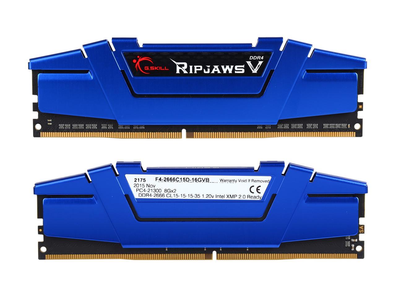 G.SKILL Ripjaws V Series 16GB (2 x 8GB) 288-Pin DDR4 SDRAM DDR4 2666 (PC4 21300) Desktop Memory Model F4-2666C15D-16GVB