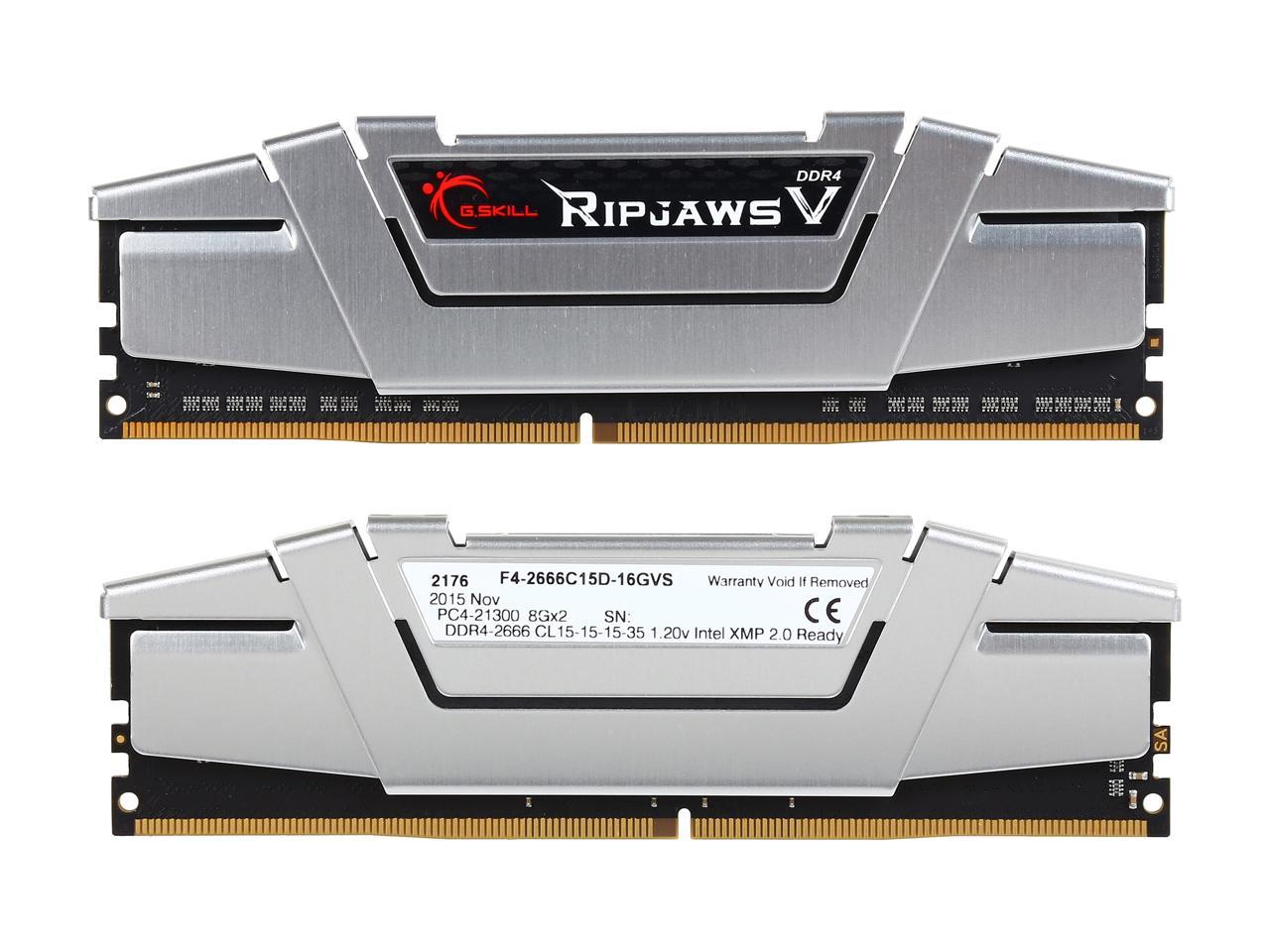 G.SKILL Ripjaws V Series 16GB (2 x 8GB) 288-Pin DDR4 SDRAM DDR4 2666 (PC4 21300) Desktop Memory Model F4-2666C15D-16GVS