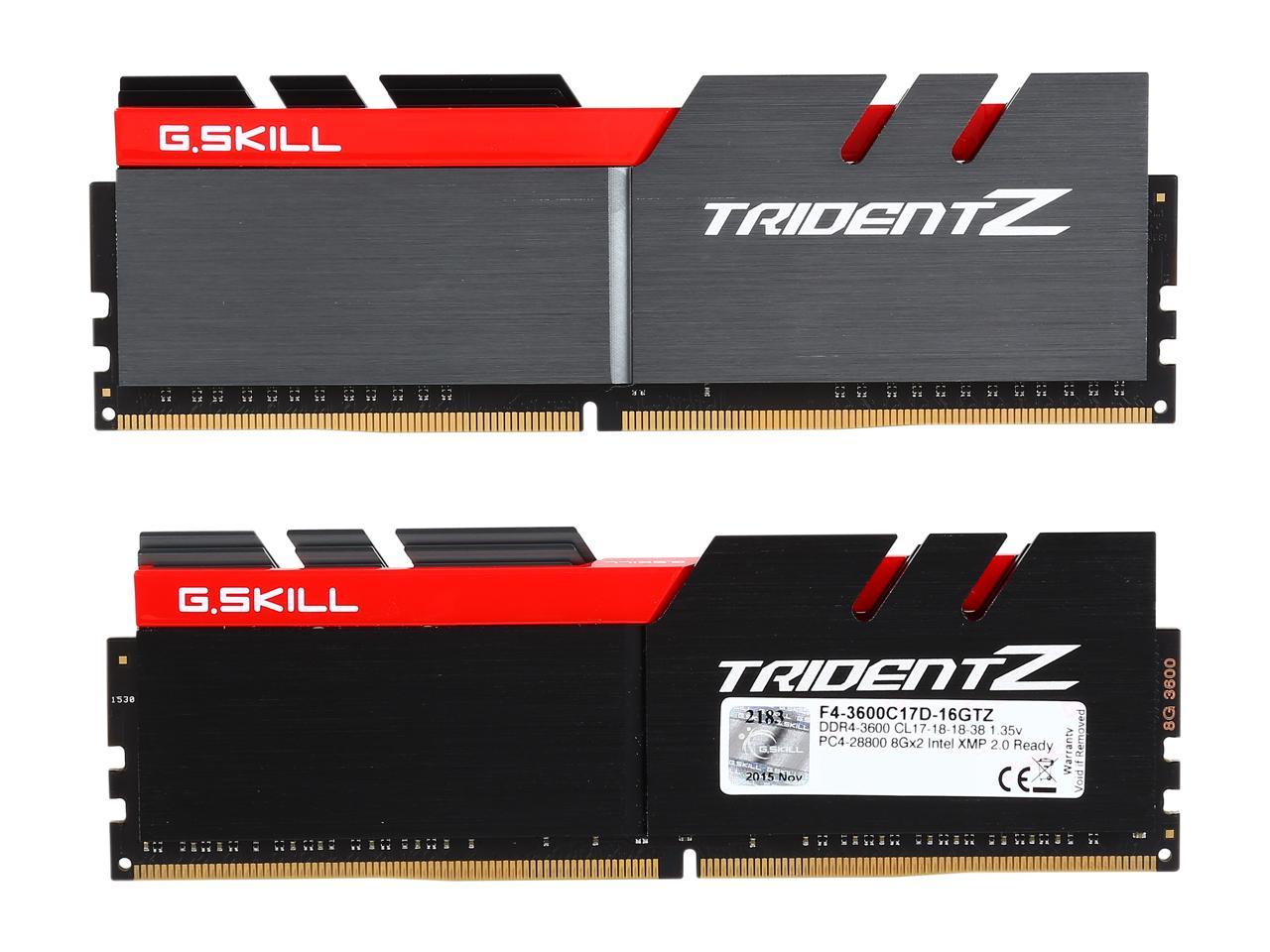 G.SKILL TridentZ Series 16GB (2 x 8GB) 288-Pin DDR4 SDRAM DDR4 3600 (PC4 28800) Intel Z170 / Z270 / Z370 / X299 Desktop Memory Model F4-3600C17D-16GTZ